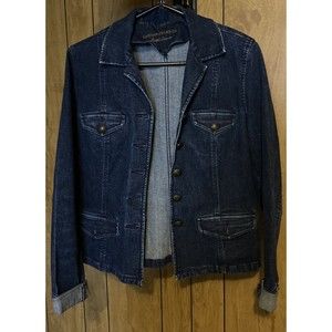Lauren Jeans Co Ralph Lauren Dark Wash 5 Button Denim Blazer Jacket PTP 19”